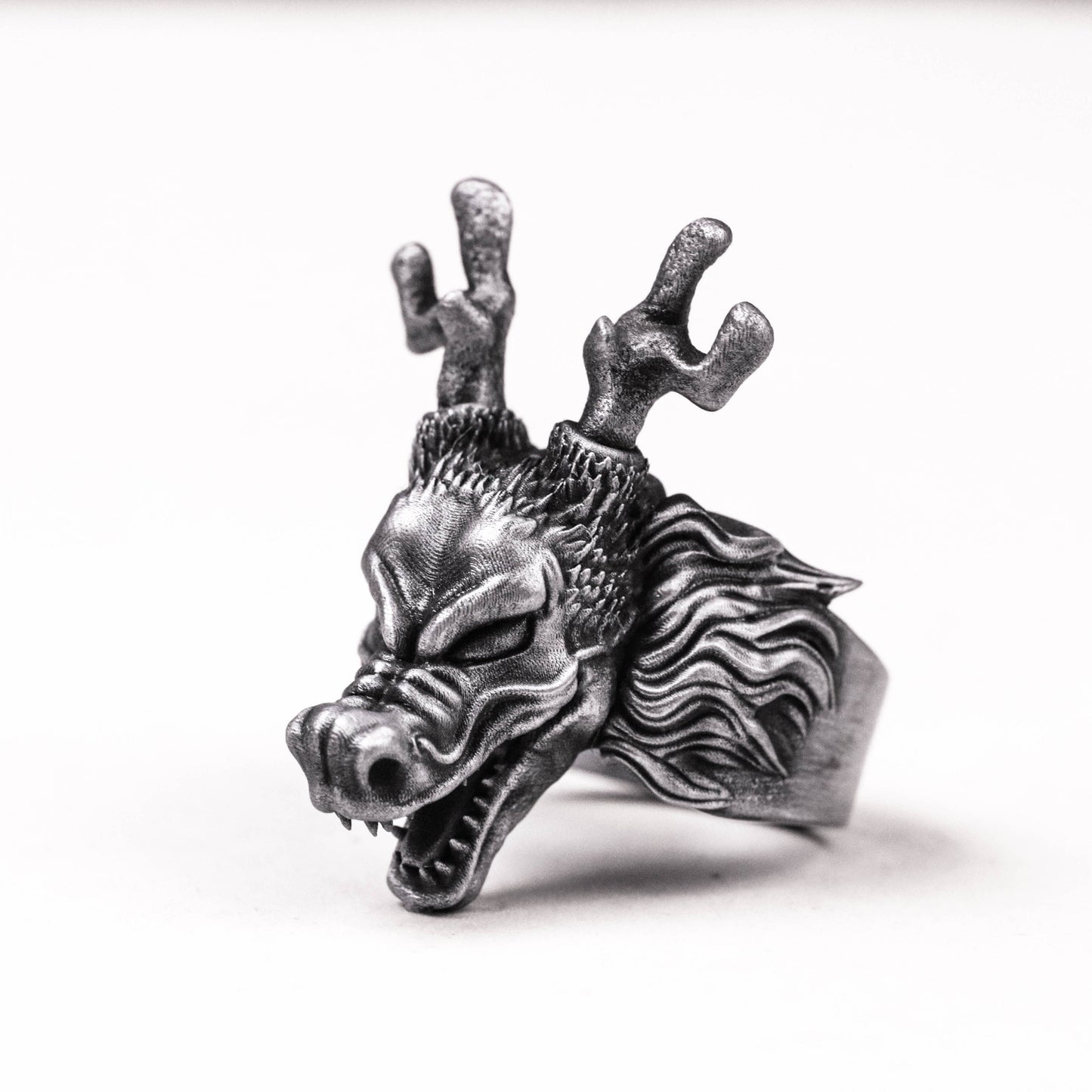 925 silver Dragon Head Ring Divine animal unicorn ring, dragon's son handmade silver ring, silver animal dragon tribe ring gift