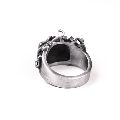925 Silver Hydra Ring, Evil Goddess Ring, Medusa Sculpture Ring Stacking Ring Snake Ring Magic Eye Ring Reptile Ring.