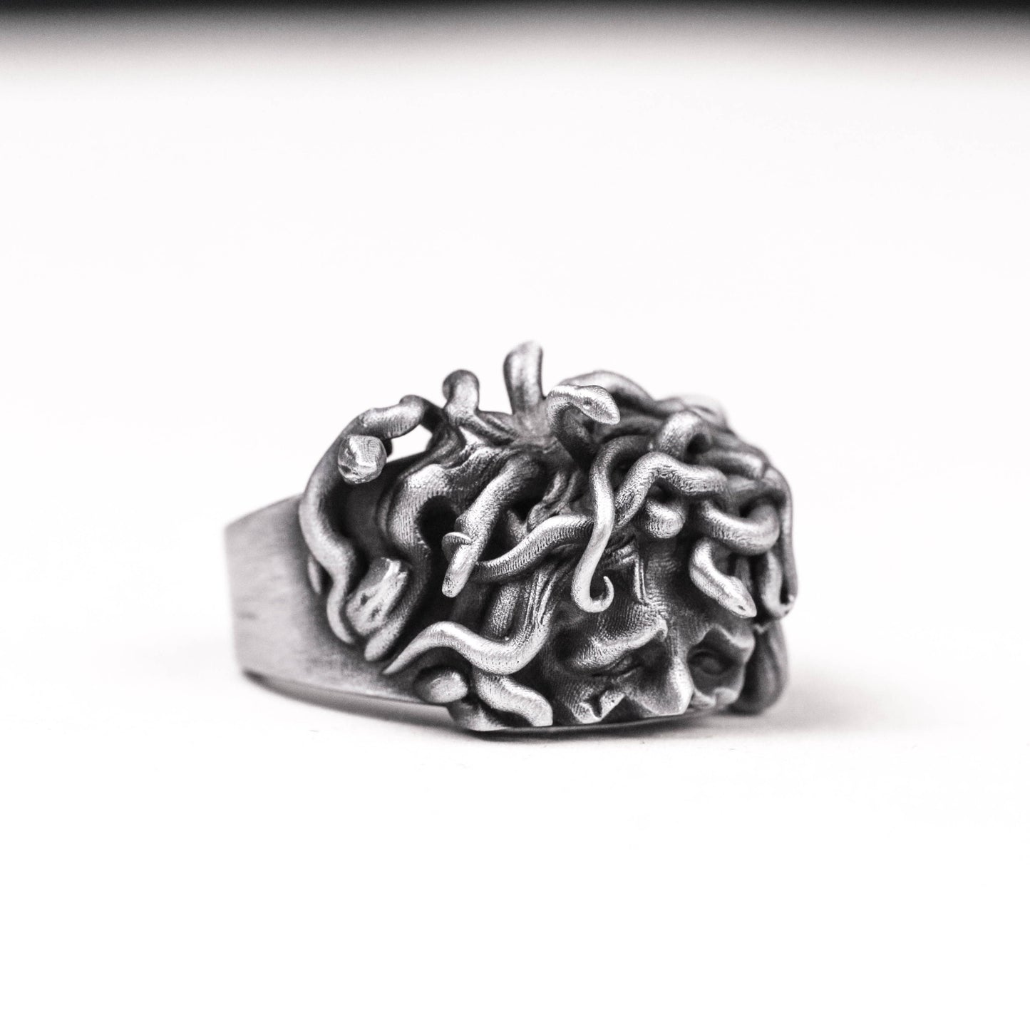 925 Silver Hydra Ring, Evil Goddess Ring, Medusa Sculpture Ring Stacking Ring Snake Ring Magic Eye Ring Reptile Ring