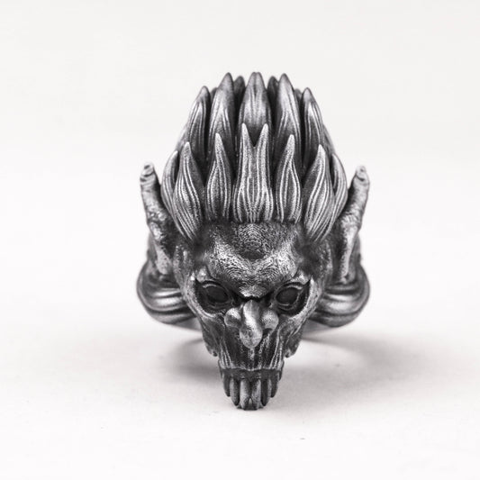 925 silver goblin ring, horror ring, men's large ring, movie game jewelry