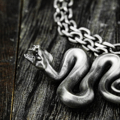 Silver Snake Necklace, Beautiful Snake Pendant, Vintage Handmade, Chain Necklace, Snake Necklace, Wildlife Pendant, Men's Accessories.