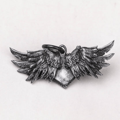 925 Silver Angel Wings Necklace Pendant, Heart Wings Pendant,Angel Wings Pendant Charms,Angel Wings Antique Silver Charms,Wing Heart charm.