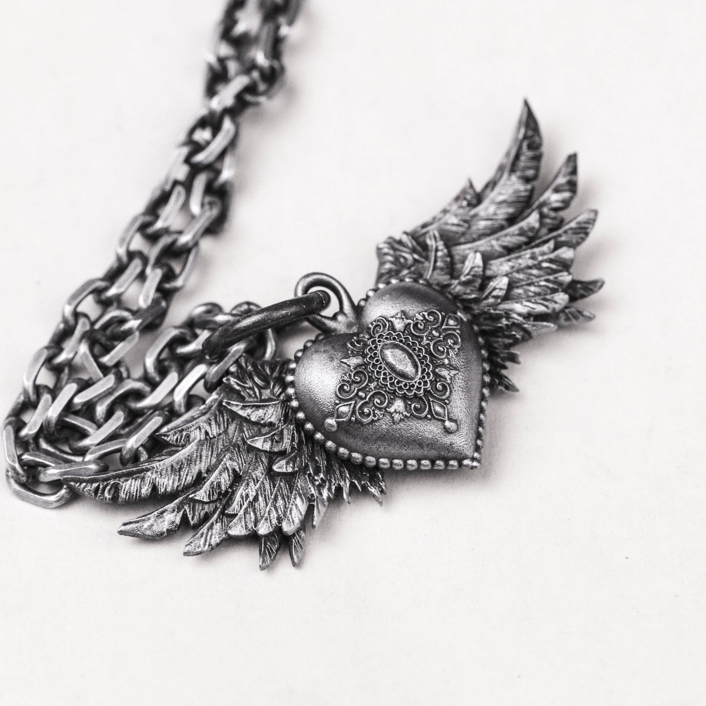 925 Silver Angel Wings Necklace Pendant, Heart Wings Pendant,Angel Wings Pendant Charms,Angel Wings Antique Silver Charms,Wing Heart charm