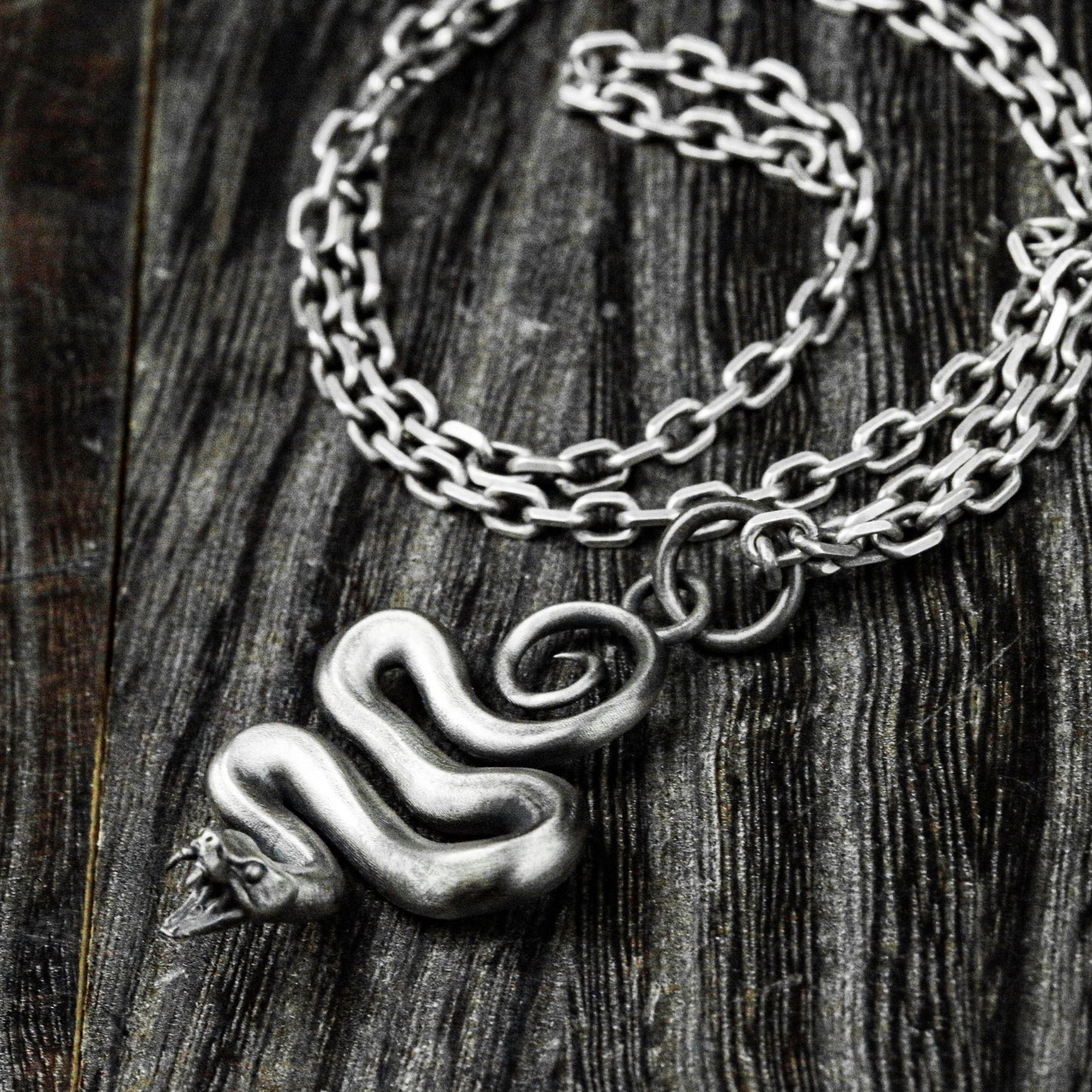 Silver Snake Necklace, Beautiful Snake Pendant, Vintage Handmade, Chain Necklace, Snake Necklace, Wildlife Pendant, Men's Accessories