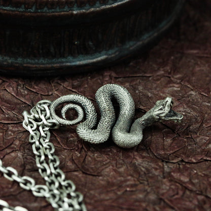 925 silver snake pendant, poisonous snake jewelry snake pendant, viper,garter snake,garden snake, coiled snake pendant.