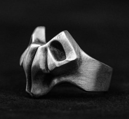 Faceted Goat Head Ring - Geometric Ram Jewelry - Sterling Silver Sheep Ring - Handmade Abstract Goat Head Gift - Ram Skull.