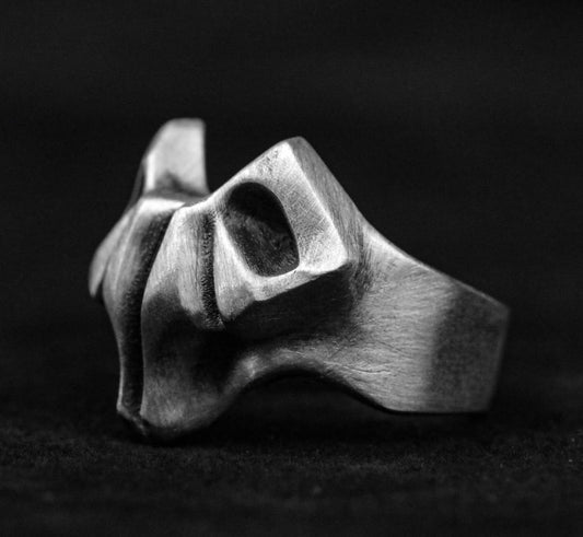 Faceted Goat Head Ring - Geometric Ram Jewelry - Sterling Silver Sheep Ring - Handmade Abstract Goat Head Gift - Ram Skull.