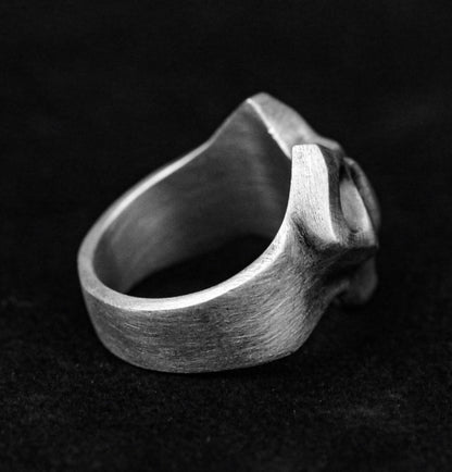 Faceted Goat Head Ring - Geometric Ram Jewelry - Sterling Silver Sheep Ring - Handmade Abstract Goat Head Gift - Ram Skull.