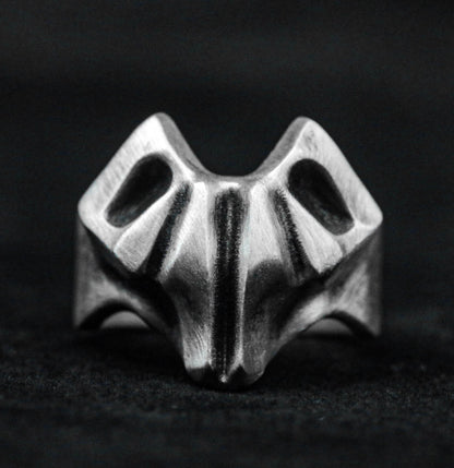 Faceted Goat Head Ring - Geometric Ram Jewelry - Sterling Silver Sheep Ring - Handmade Abstract Goat Head Gift - Ram Skull.